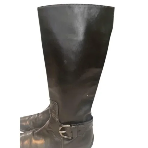 Vintage Tod’s Black Leather Winter Boots Knee High Italy Box M Buck Women sz 9 - Picture 8 of 10